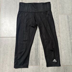 Adidas Climalite Mid Rise Capri Leggings Light Pattern Black Size Small